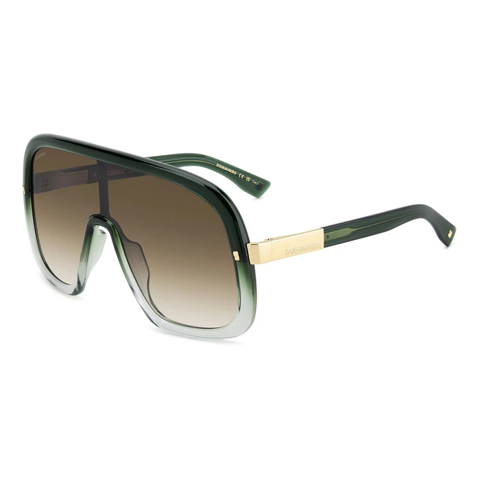 Dsquared2 Men's Sunglasses D2-0119-S-1ED – Mixed Frame, Green Frame, Brown Gradient Lenses, 99/00/135 mm, Category 3 UV400