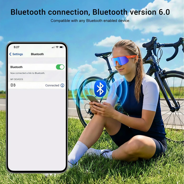 Blackview D3 Έξυπνα Γυαλιά Ποδηλασίας Bluetooth 6.0 UV400 IP54 - Orange (D3-O)
