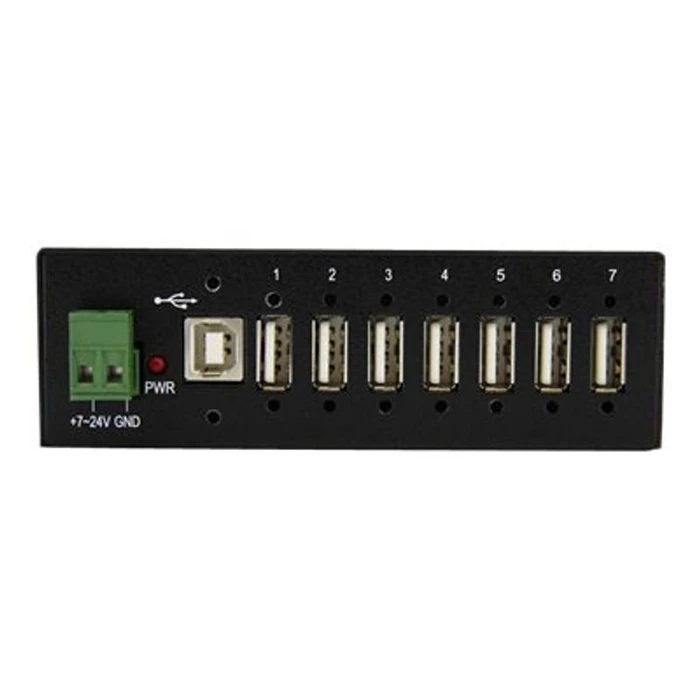 USB Hub StarTech Industrial Mountable 7 Port USB 2.0 Hub - Black - Hub - 7 Ports