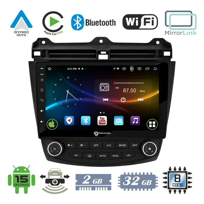 VenCore 3236-10008-0669B - Οθόνη Multimedia Android 15 10.1'' για Honda Accord 2002-2008