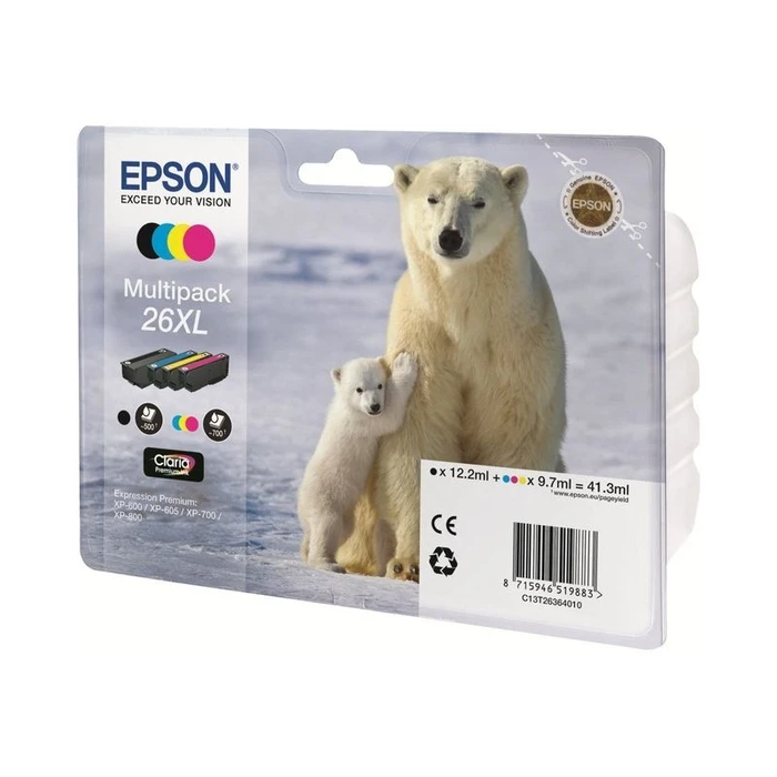 Μελάνι συμβατό Epson 26XL Multipack - 4-Pack - XL - Black, Yellow, Cyan, Magenta - Original