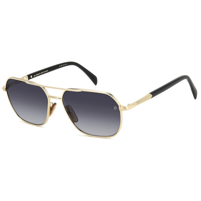 David Beckham DB1128GSRHL Men's Aviator Sunglasses — Gold Metal Frame, Grey Gradient Lenses (59/16/145)