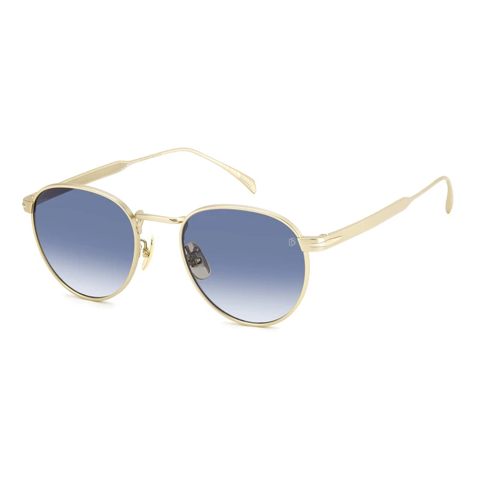 David Beckham Men's Sunglasses DB-1142-S-AOZ (51/21/150 mm) — Golden Metal Frame, Blue Gradient Lenses, UV400 Category 2