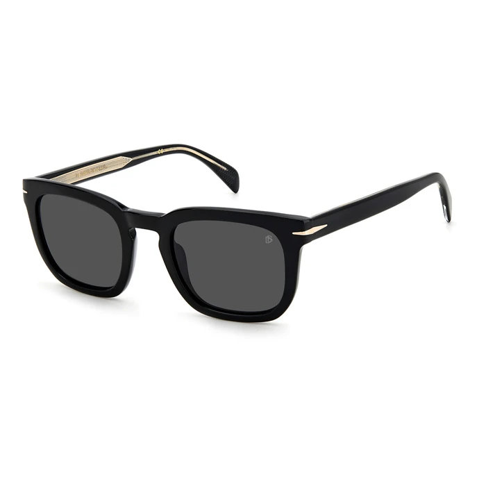David Beckham Men's Sunglasses DB-7076-S-807 (50/23/145) Black Acetate Frame, Grey Lenses, Category 3 UV400