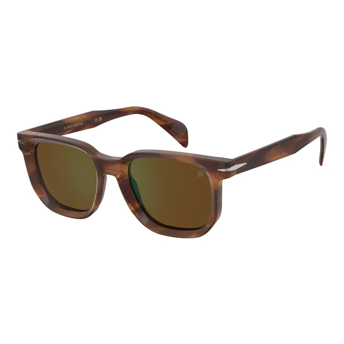 David Beckham DB-7133-S-EX4 Men's Sunglasses (52/20/150) Brown Acetate Frame, Green Mirror Lenses