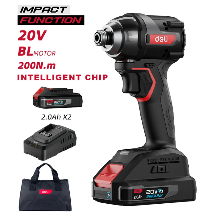Παλμικό Κατσαβίδι Deli Μπαταρίας De-Qz20-1D2, Brushless, 20V, 2X 2Ah, 200N.M