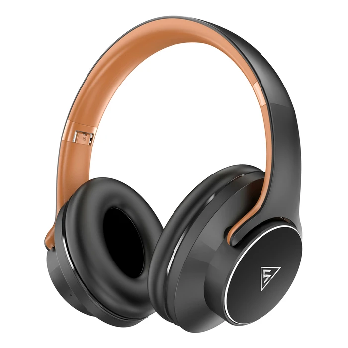 Headphones Doqaus DESIGN 1, ασύρματα & ενσύρματα, Φ40mm, 600mAh, Μαύρα/καφέ