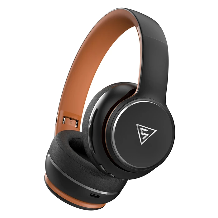 Headphones Doqaus DESIGN 3, ασύρματα & ενσύρματα, Φ40mm, 600mAh, Μαύρα/καφέ