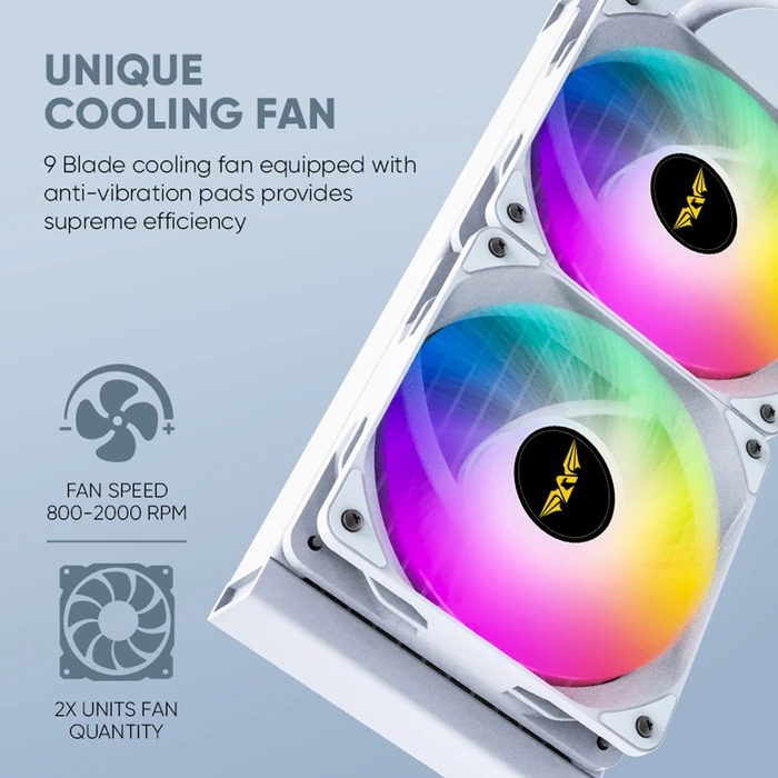 Armaggeddon DF-ADV-A240ARGB-W AIO CPU Liquid Cooler 240mm with 2x120mm ARGB Fans White