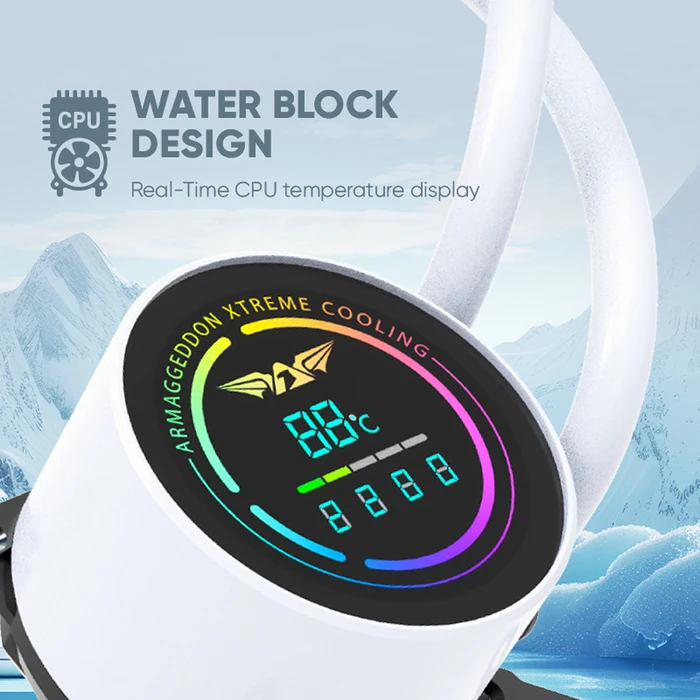 Armaggeddon DF-ADV-A240ARGB-W AIO CPU Liquid Cooler 240mm with 2x120mm ARGB Fans White