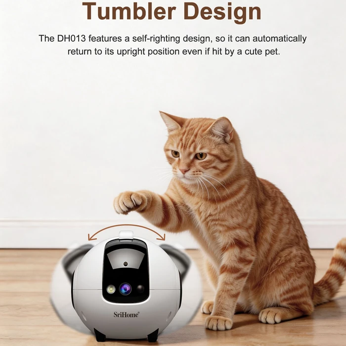 Srihome DH013 Pet Companion Robot Camera 4MP (1440p) White — Two-way Audio