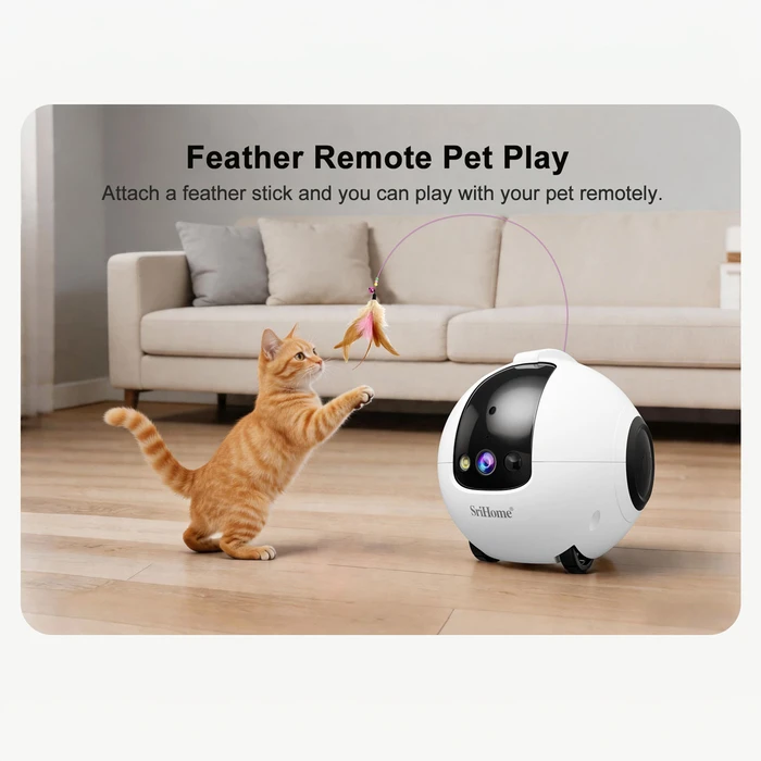 Srihome DH013 Pet Companion Robot Camera 4MP (1440p) White — Two-way Audio