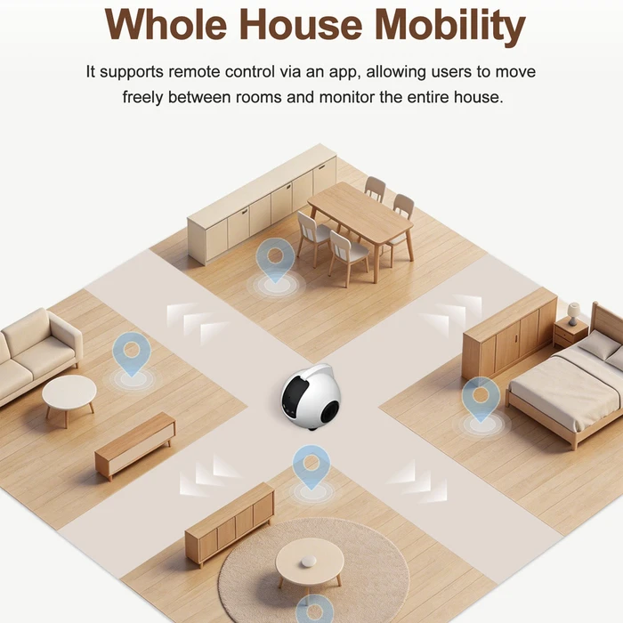 Srihome DH013 Pet Companion Robot Camera 4MP (1440p) White — Two-way Audio