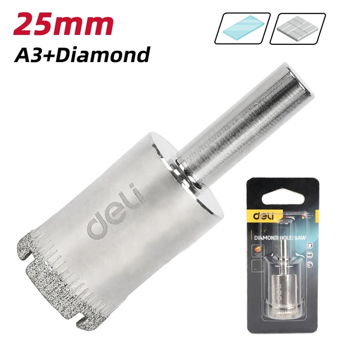 Ποτηροπρίονο Deli Διαμαντέ DH-Bkk250-E1 για Πλακάκια/Γυαλί, 25Mm Διάμετρος