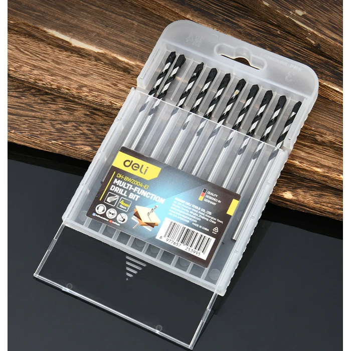 Τρυπάνια Deli DH-Bwz004-E1 για Τοίχο/Μέταλλο/Ξύλο, 45# Yg6X, 4X80Mm, Κυλινδρικό, 10Τμχ