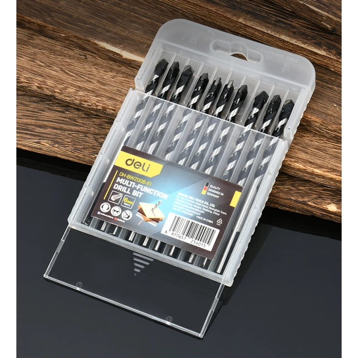 Τρυπάνια Deli DH-Bwz006-E1 για Τοίχο/Μέταλλο/Ξύλο, 45# Yg6X, 6X100Mm, Τρίπλευρο, 10Τμχ