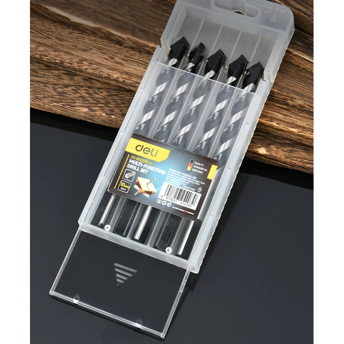 Τρυπάνια Deli DH-Bwz010-E1 για Τοίχο/Μέταλλο/Ξύλο, 45# Yg6X, 10X120Mm, Τρίπλευρο, 5Τμχ