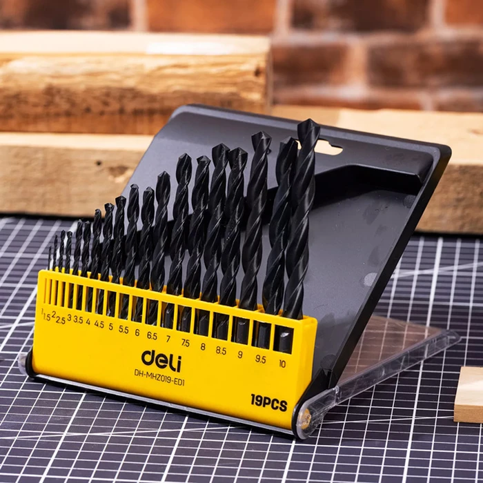 Σετ Τρυπάνια Deli DH-MHZ019-ED1 για σίδηρο HSS, 1-10mm, DIN 338, 19τμχ