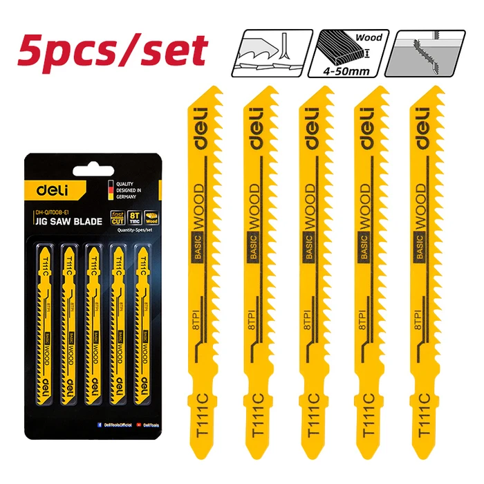 DELI jigsaw blade set DH-QJT008-E1 for wood, T111C, 5 pcs