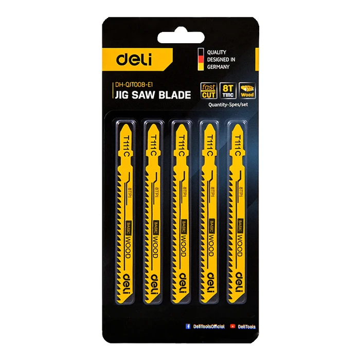 DELI jigsaw blade set DH-QJT008-E1 for wood, T111C, 5 pcs