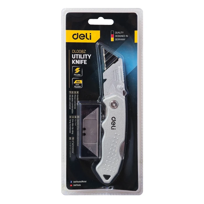 Κοπίδι Deli Κοπίδι Dl008Z με Ανταλλακτικές Λεπίδες, Μεταλλικό, 19Mm, Γκρι