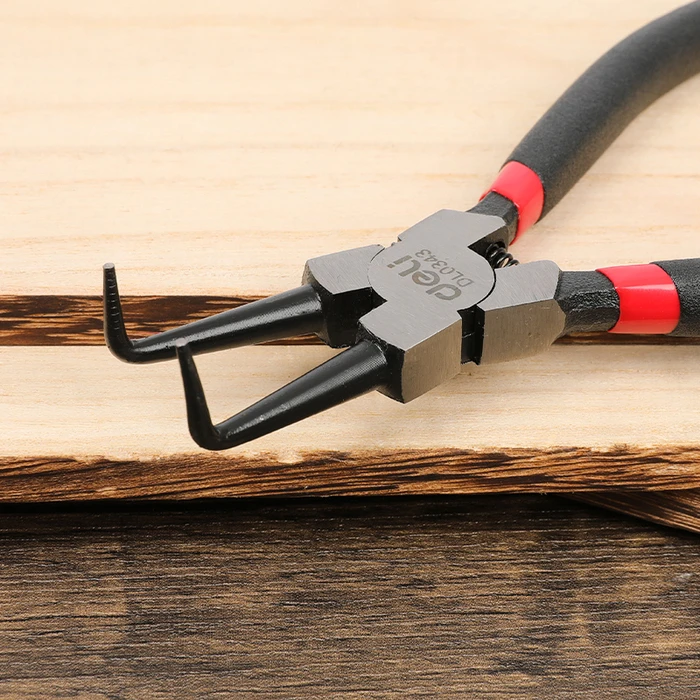 Ασφαλειοτσίμπιδο Bent Interior Circlip Pliers 7" Deli EDL0343 (Black)