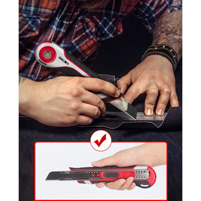 Deli Πλαστικό Κοπίδι Dl118 Με ʼμεσο ʼνοιγμα & Αυτόματο Κλείδωμα, 18mm