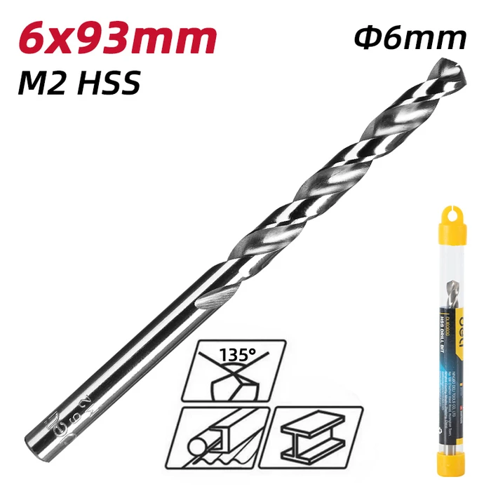 Τρυπάνι Deli Dl16060G για Μέταλλο, M2 Hss, 6X93Mm, Κυλινδρικό