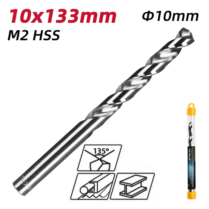 Τρυπάνι Deli Dl16100G για Μέταλλο, M2 Hss, 10X133Mm, Κυλινδρικό