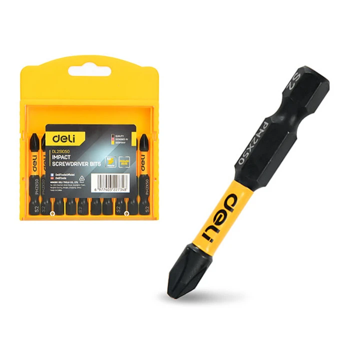 Μύτες Κατσαβιδιού Deli Σετ Dl251050 για Δραπανοκατσάβιδο, Σταυρωτές, Ph2X50Mm, 10Τμχ