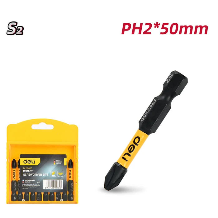 Μύτες Κατσαβιδιού Deli Σετ Dl251050 για Δραπανοκατσάβιδο, Σταυρωτές, Ph2X50Mm, 10Τμχ