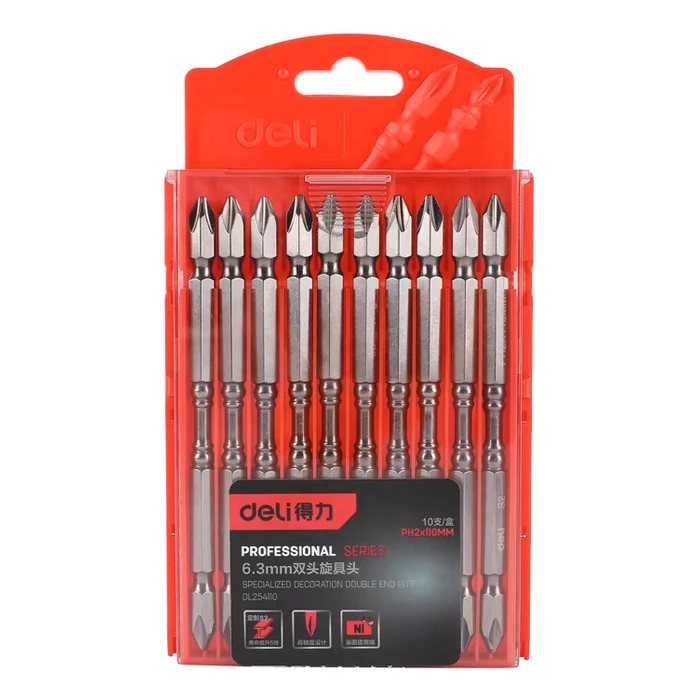 Μύτες Κατσαβιδιού Deli DL254110 για δράπανο, σταυρωτές, PH2x110mm, 10τμχ