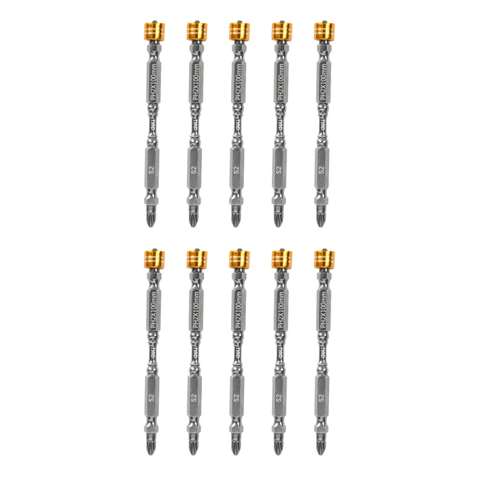 Μύτες Κατσαβιδιού Deli Dl255100 για Δραπανοκατσάβιδο, Διπλή Ph2X100Mm, με Μαγνητικό Ring, 10Τμχ