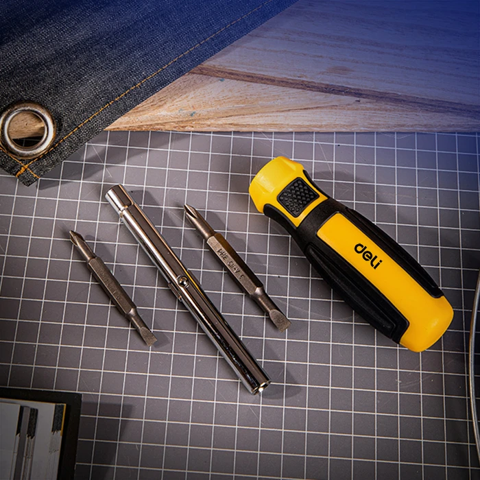 Κατσαβίδι Deli Dl260206 με Εναλλασσόμενες Μύτες, Μαγνητικό, 4Τμχ