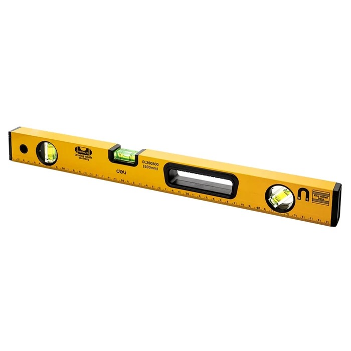 Αλφάδι Deli DL290500 με 3 μάτια & χάρακα, μαγνητικό, 50cm