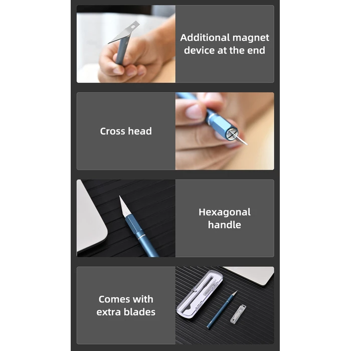 Κοπίδι Deli Κοπίδι Χειροτεχνίας Dl359201B με Ανταλλακτικές Λεπίδες, Μεταλλικό, 149Mm