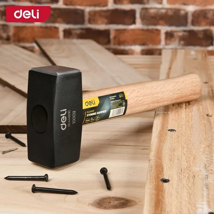 Βαριοπούλα Deli Dl448010 με Ξύλινη Λαβή, 1000Gr, 270Mm