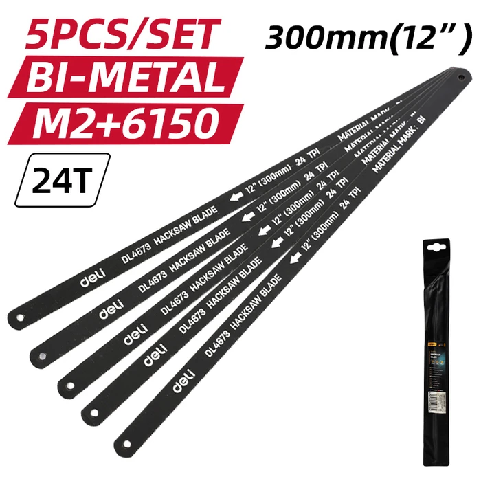 Σετ Λάμες Πριονιού Deli Σιδήρου/Ξύλου Dl4673, 300Mm, 24 Tpi, 5Τμχ