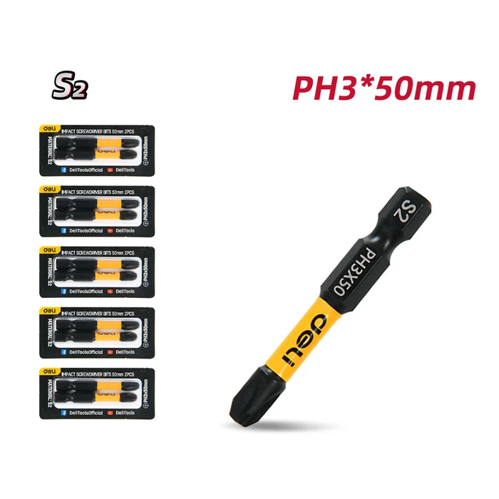 Μύτες Κατσαβιδιού Deli Dl501003Z για Δραπανοκατσάβιδο, Σταυρωτές, Ph3X50Mm, 10Τμχ