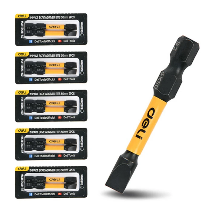 Μύτες Κατσαβιδιού Deli Dl501005Z για Δραπανοκατσάβιδο, Ίσιες, Sl6X50Mm, 10Τμχ