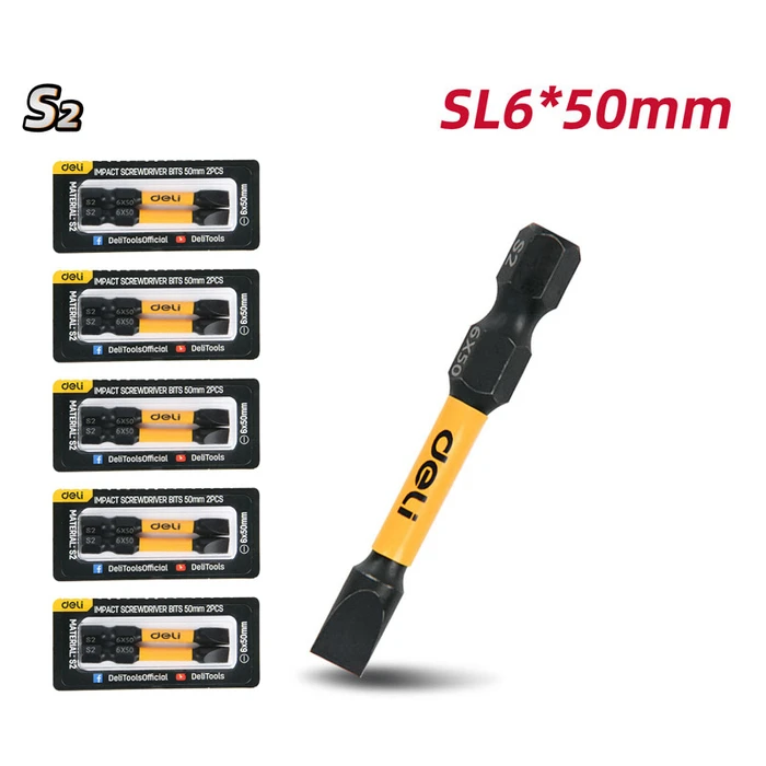 Μύτες Κατσαβιδιού Deli Dl501005Z για Δραπανοκατσάβιδο, Ίσιες, Sl6X50Mm, 10Τμχ