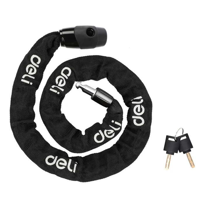 Κλειδαριά Ποδηλάτου Deli με Κλειδί Dl508021, Φ4Mm, 1M, Μαύρη