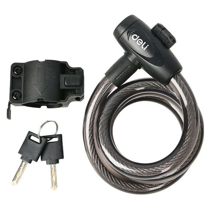 Κλειδαριά Ποδηλάτου Deli με Κλειδί Dl508062, Φ12Mm, 1M, Μαύρη