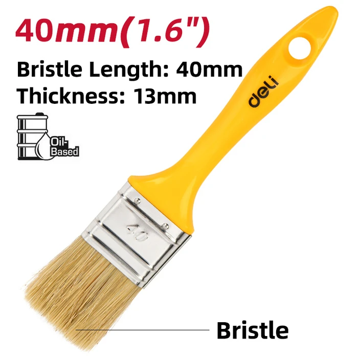 Πινέλο Βαφής Deli Dl509134 με Φυσικές Τρίχες, Πλαστική Λαβή, 40Mm