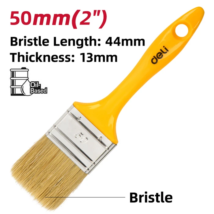 Πινέλο Βαφής Deli Dl509135 με Φυσικές Τρίχες, Πλαστική Λαβή, 50Mm