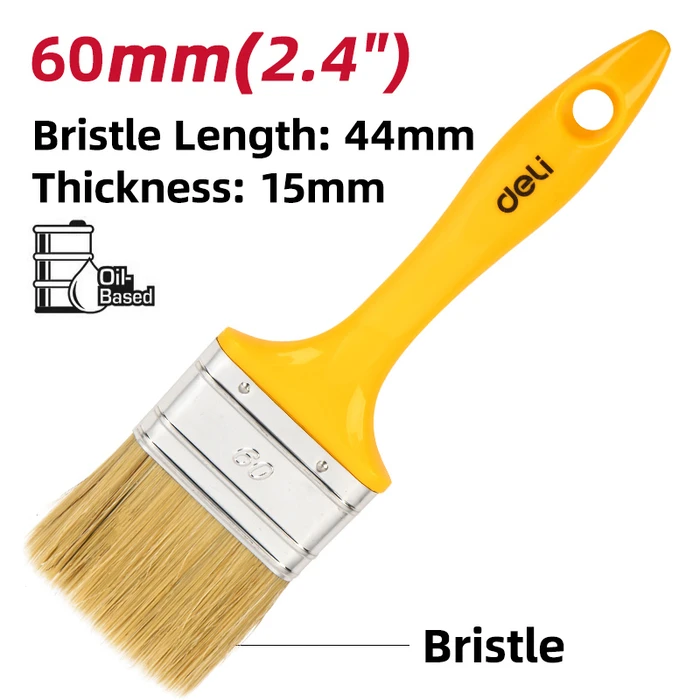 Πινέλο Βαφής Deli Dl509136 με Φυσικές Τρίχες, Πλαστική Λαβή, 60Mm