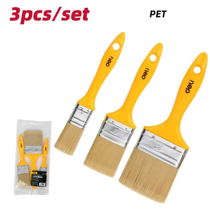 Σετ Πινέλα Βαφής Deli Dl509157 με Συνθετικές Τρίχες, Πλαστική Λαβή, 25/50/75Mm, 3Τμχ