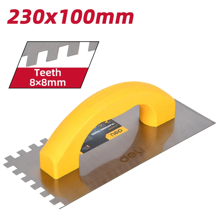 Σπάτουλα Deli Πλακιδίων Dl509310 με Πλαστική Λαβή, Οδοντωτή, 230X100Mm