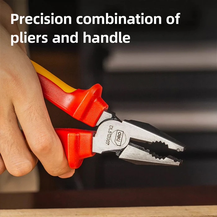 Deli Πένσα Ίσια Ηλεκτρολόγου Dl512007, Μόνωση Vde 1000v, 18cm