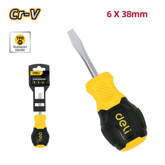 Κατσαβίδι Deli Ίσιο Dl6360381N με Αντιολισθητική Λαβή, Μαγνητικό, 6X38Mm